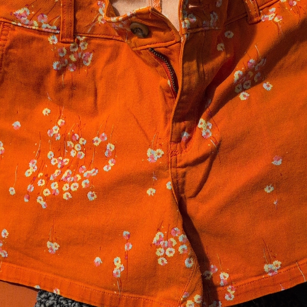 a.n.a Vibrant Orange Floral Shorts